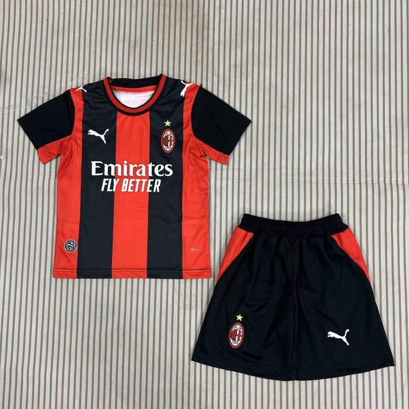 AC Milan 26/27 Kids Home Soccer Jersey And Shorts (Leaked)