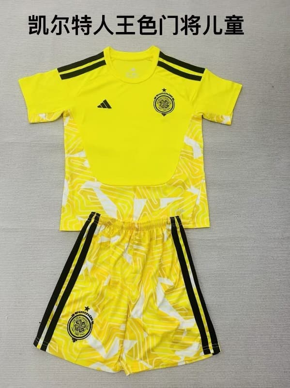 Celtic 26/27 Kids Goalkeeper Yellow Soccer Jersey And Shorts