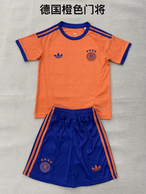 Germany 2026 Kids World Cup Goalkeeper Orange Soccer Jersey And Shorts
