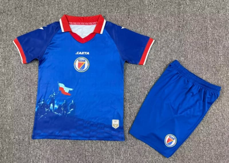 Haiti 2026 Kids Home Soccer Jersey And Shorts