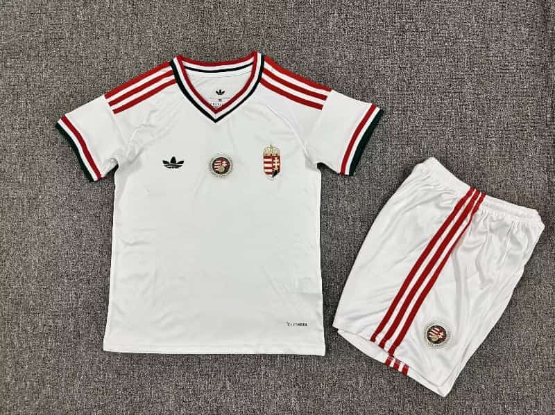 Hungary 2026 Kids Away Soccer Jersey And Shorts