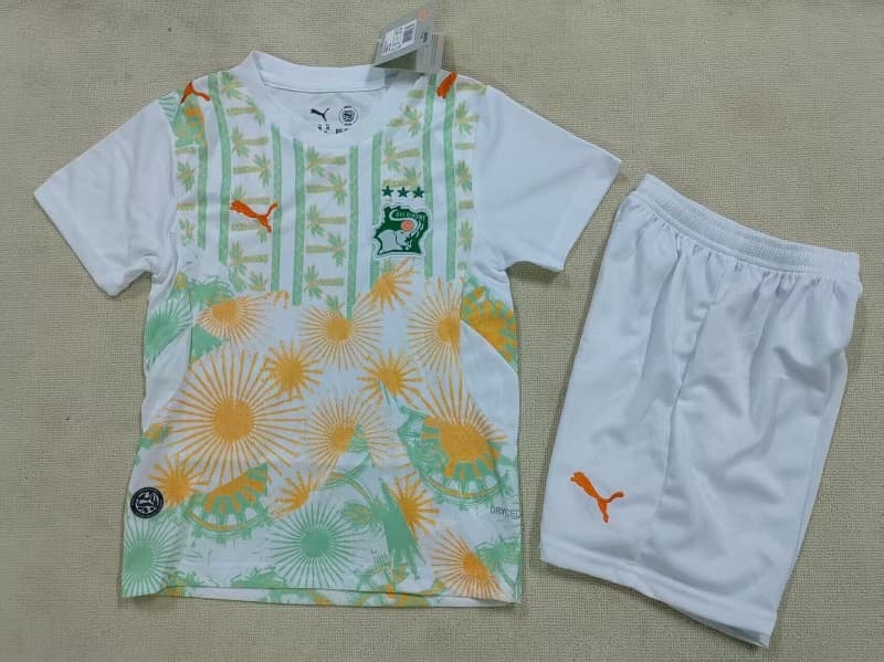 Ivory 2026 Kids Away Soccer Jersey And Shorts