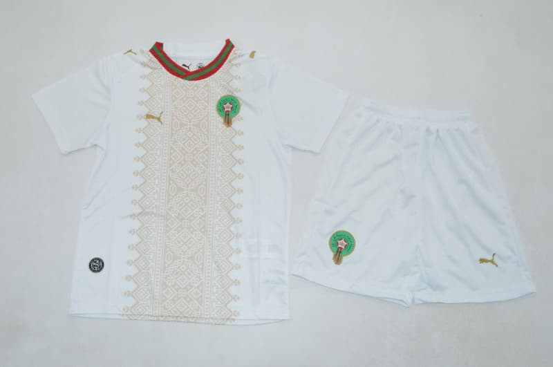Morocco 2026 Kids World Cup Away Soccer Jersey And Shorts