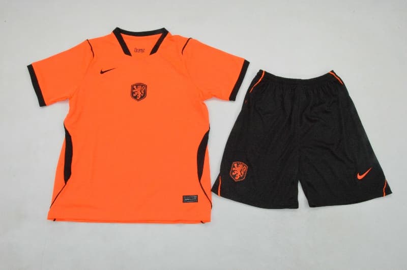 Netherlands 2026 Kids World Cup Home Soccer Jersey And Shorts