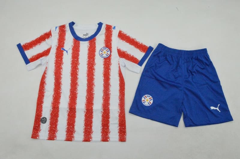 Paraguay 2026 Kids Home Soccer Jersey And Shorts