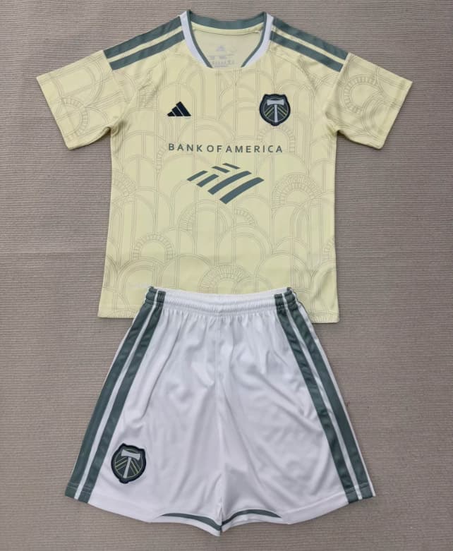 Portland Timbers 2026 Kids Away Soccer Jersey And Shorts