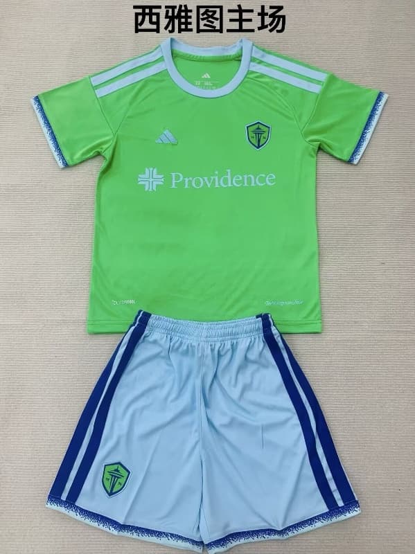 Seattle Sounders 2026 Kids Home Soccer Jersey And Shorts