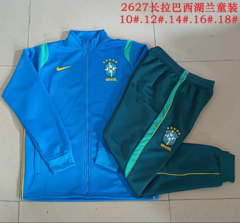 Brazil 2026 Kids Blue Soccer Tracksuit 02