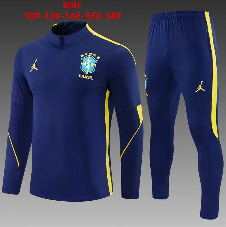 Brazil 2026 Kids Dark Blue Soccer Tracksuit