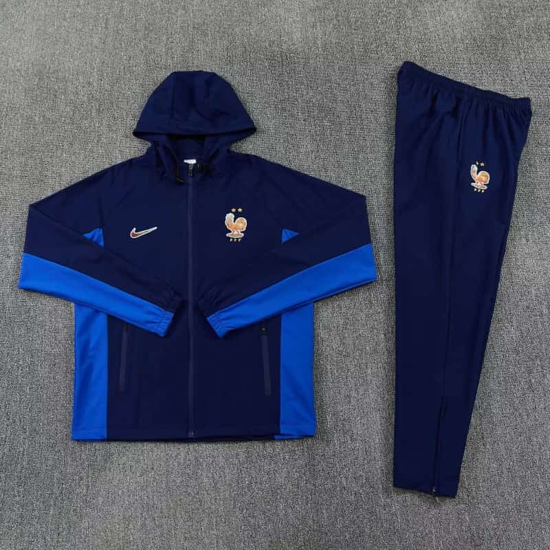 AAA(Thailand) France 2026 Dark Blue Soccer Windbreaker Tracksuit 04