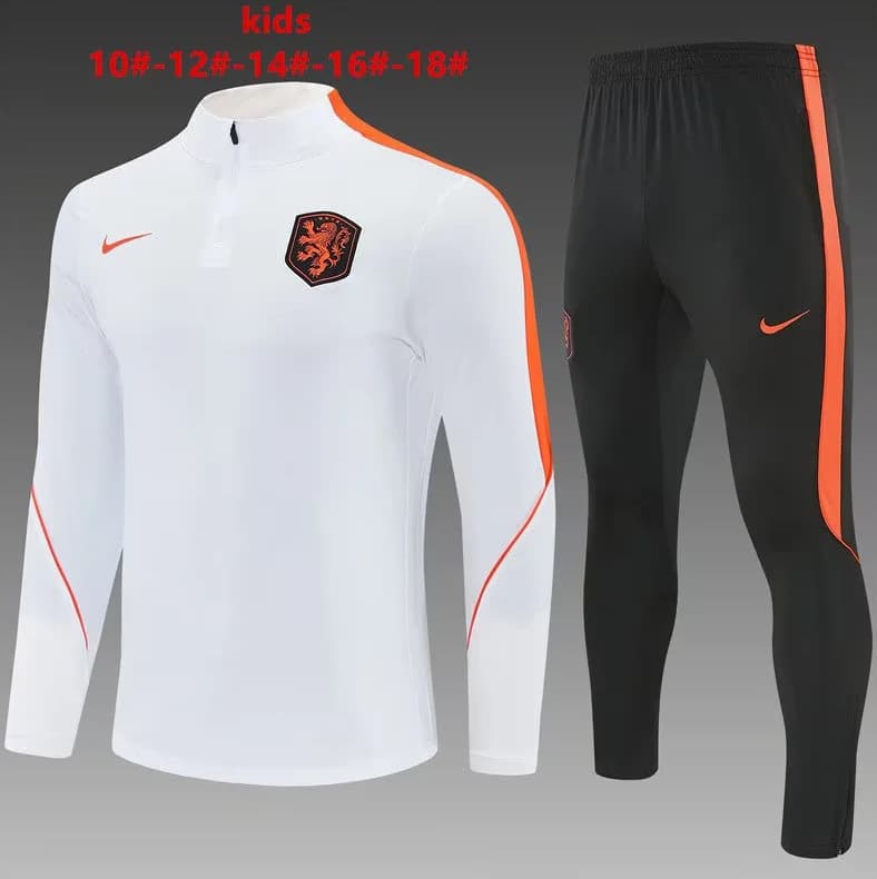 Netherlands 2026 Kids White Soccer Tracksuit