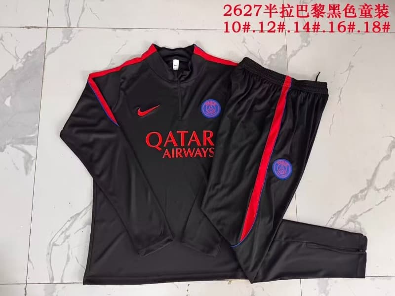 Paris St Germain 26/27 Kids Black Soccer Tracksuit