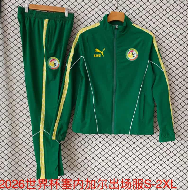 AAA(Thailand) Senegal 2026 Green Soccer Windbreaker Tracksuit 05