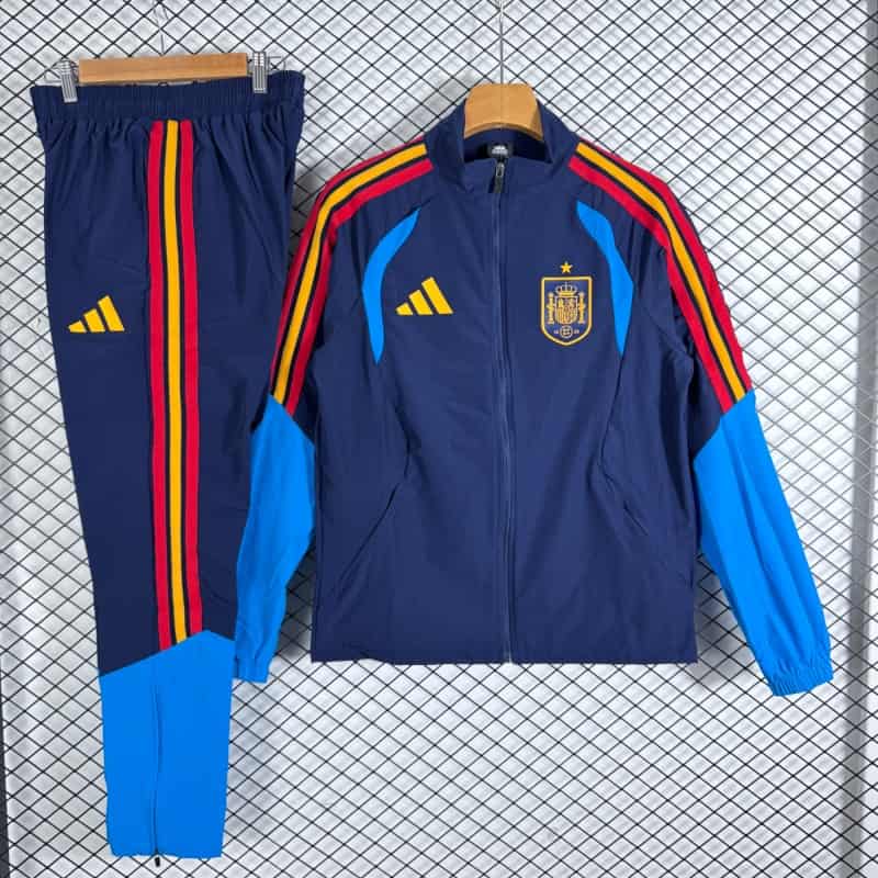 AAA(Thailand) Spain 2026 Dark Blue Soccer Tracksuit 04