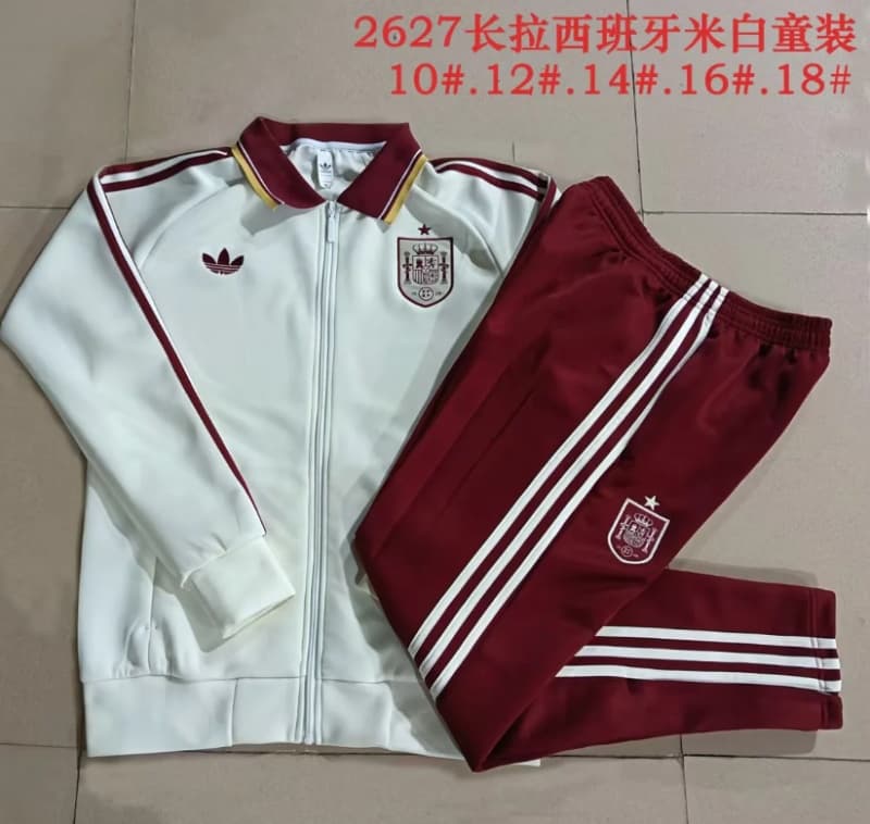 Spain 2026 Kids White Soccer Tracksuit 02