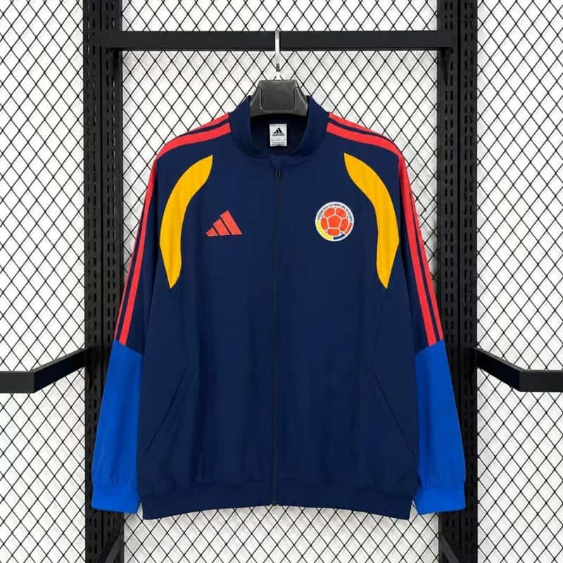 AAA(Thailand) Colombia 2026 Dark Blue Soccer Windbreaker 02