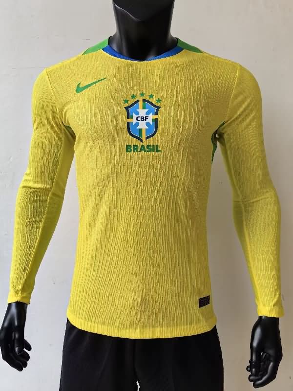 AAA(Thailand) Brazil 2025 Home Long Sleeve Soccer Jersey (Player)