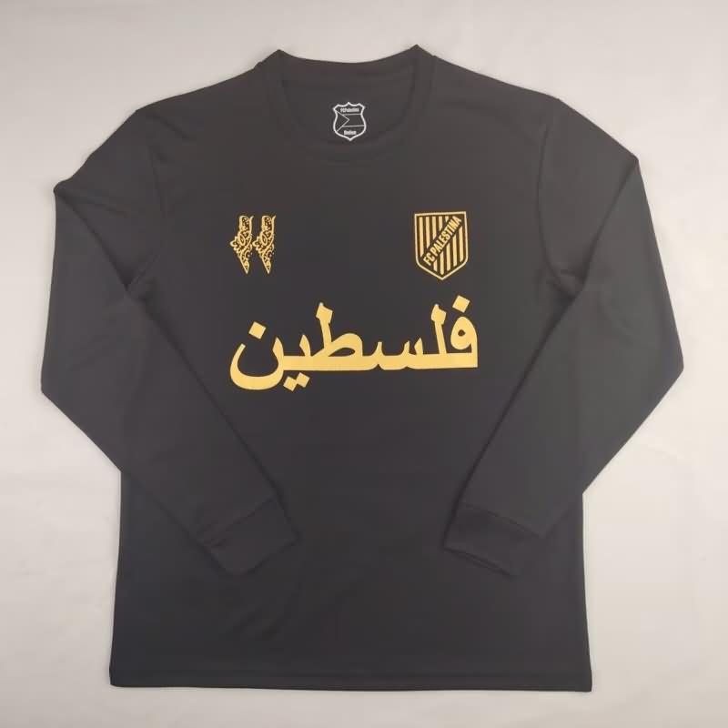 AAA(Thailand) Palestine 2024 Black Long Sleeve Soccer Jersey 02