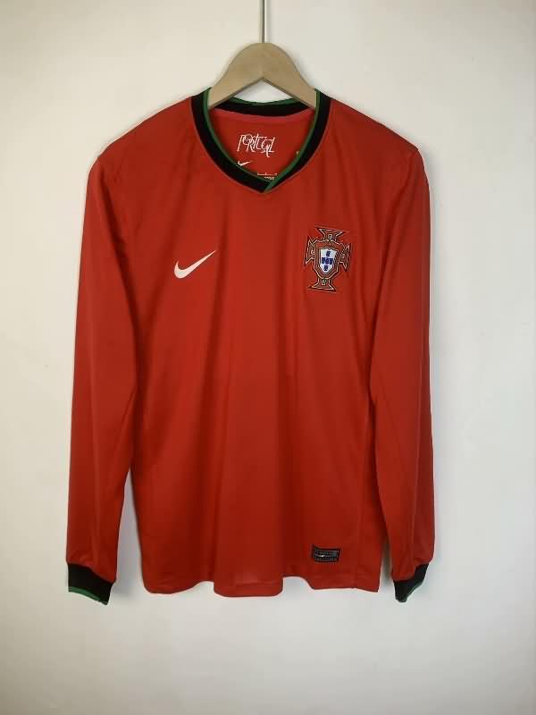 AAA(Thailand) Portugal 2024 Home Long Sleeve Soccer Jersey