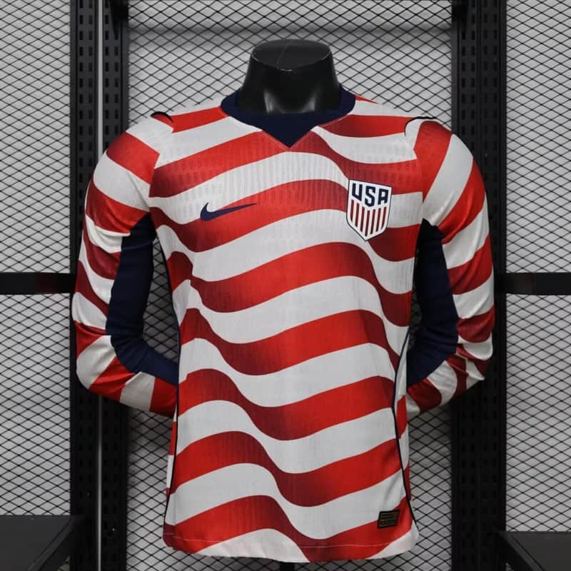 AAA(Thailand) USA 2026 Home Long Sleeve Soccer Jersey (Player)