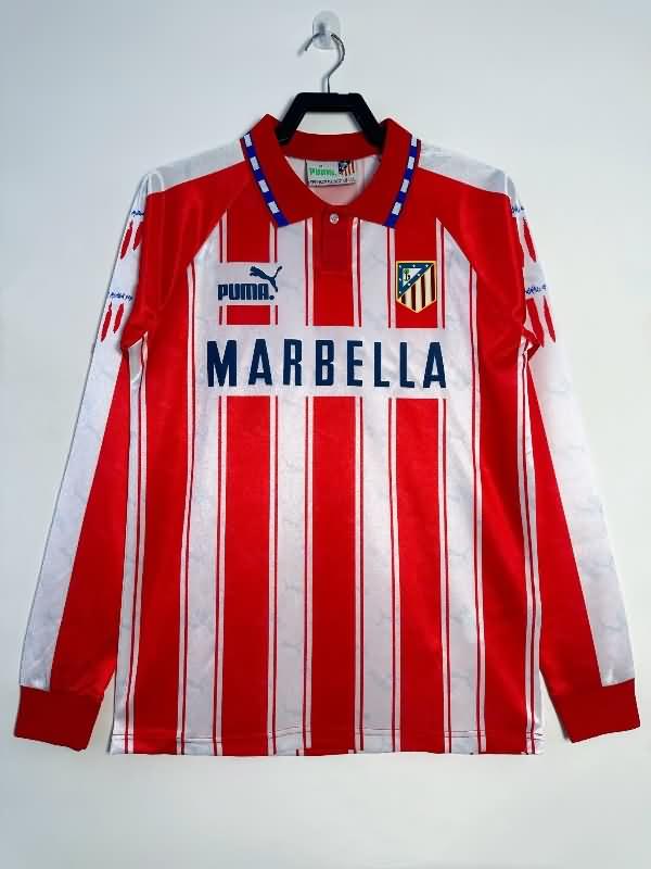 AAA(Thailand) Atletico Madrid 1994/95 Home Long Sleeve Retro Soccer Jersey