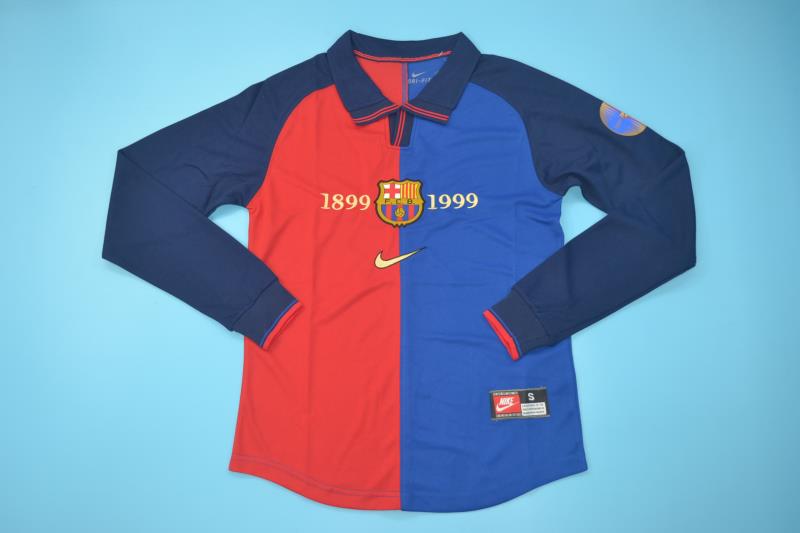 AAA(Thailand) Barcelona 1999/00 Home Long Sleeve Retro Soccer Jersey