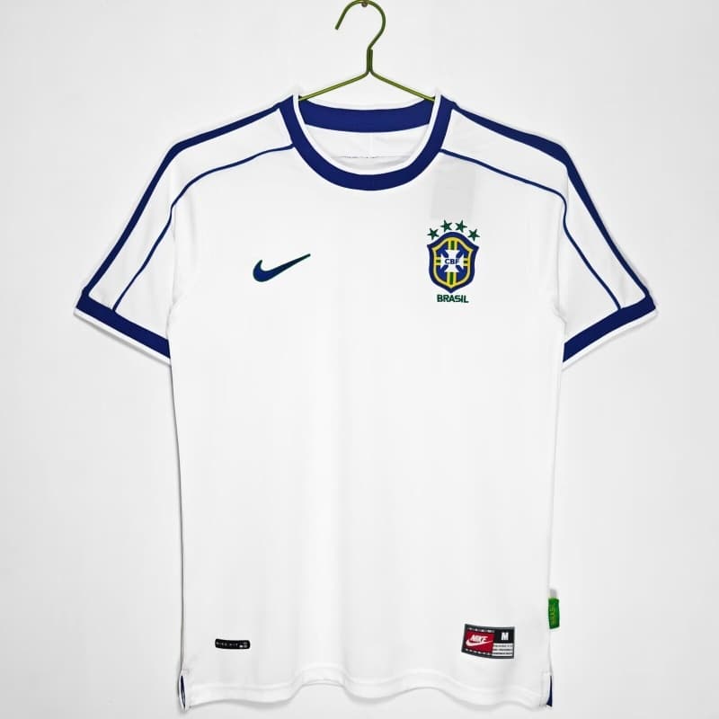 AAA(Thailand) Brazil 1998 Goalkeeper White Retro Soccer Jersey