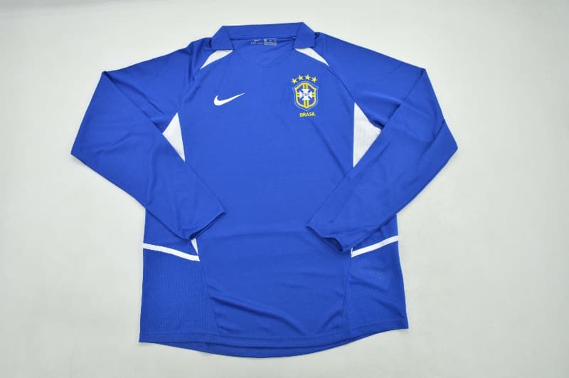 AAA(Thailand) Brazil 2002 Away Long Sleeve Retro Soccer Jersey