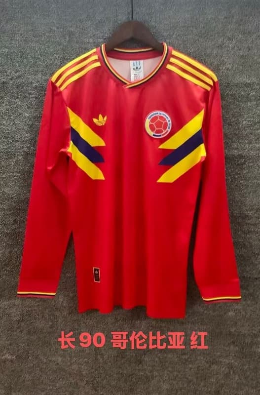 AAA(Thailand) Colombia 1990 Away Retro Long Sleeve Soccer Jersey