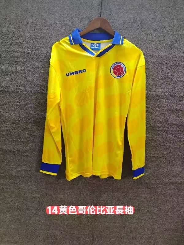 AAA(Thailand) Colombia 1994 Home Long Sleeve Retro Soccer Jersey AAA(Thailand) Colombia 1994 Home Long Sleeve Retro Soccer Jersey