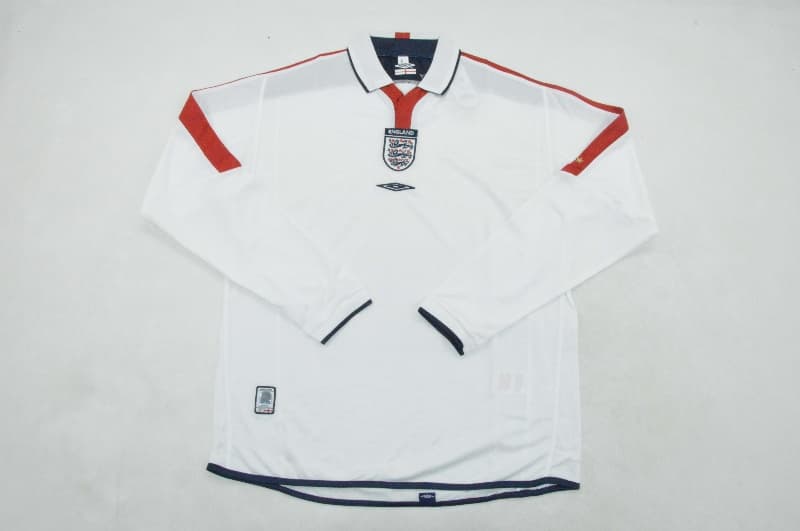 AAA(Thailand) England 2004 Home Long Sleeve Retro Soccer Jersey