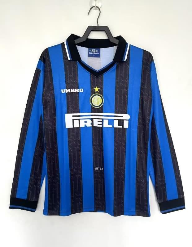 AAA(Thailand) Inter Milan 1997/98 Home Long Sleeve Retro Soccer Jersey