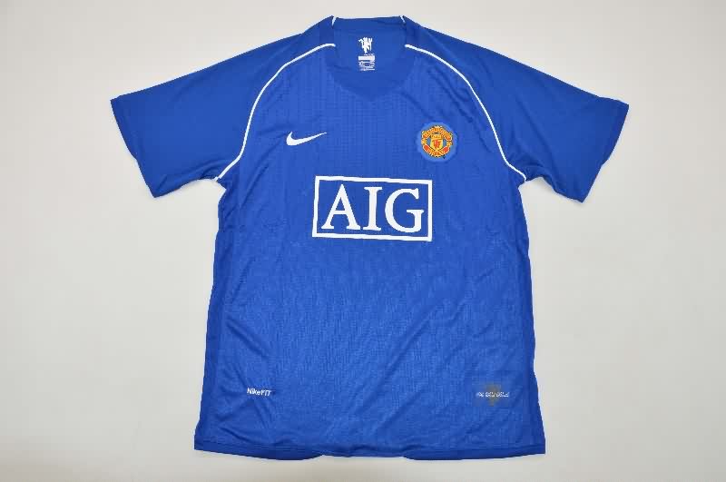 AAA(Thailand) Manchester United 2007/08 Goalkeeper Blue Retro Soccer Jersey