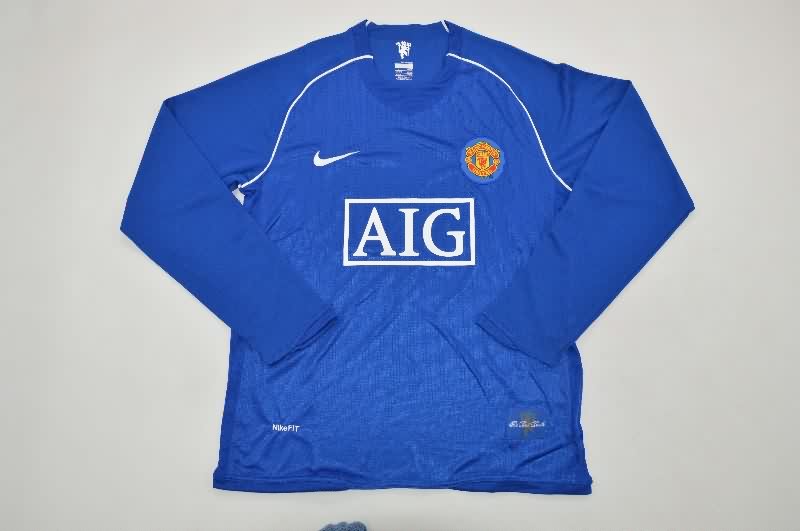 AAA(Thailand) Manchester United 2007/08 Goalkeeper Blue LS Retro Soccer Jersey