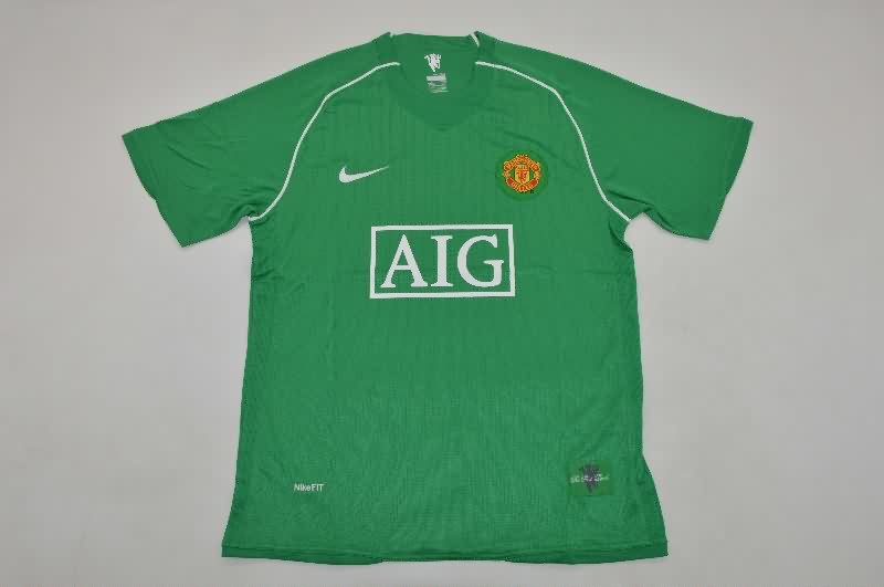 AAA(Thailand) Manchester United 2007/08 Goalkeeper Green Retro Soccer Jersey