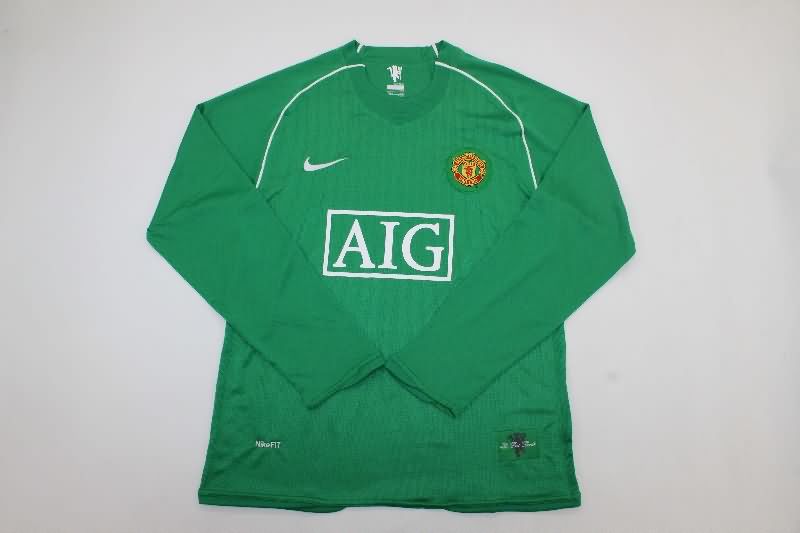 AAA(Thailand) Manchester United 2007/08 Goalkeeper Green Long Retro Soccer Jersey