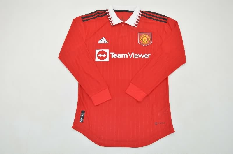 AAA(Thailand) Manchester United 2022/23 Home Long Sleeve Retro Soccer Jersey (Player)