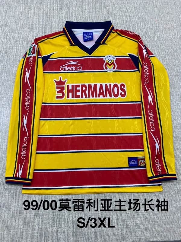 AAA(Thailand) Morelia 1999/00 Home Long Sleeve Retro Soccer Jersey