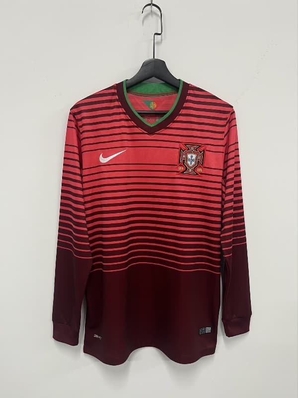 AAA(Thailand) Portugal 2014 Home Retro Long Sleeve Soccer Jersey