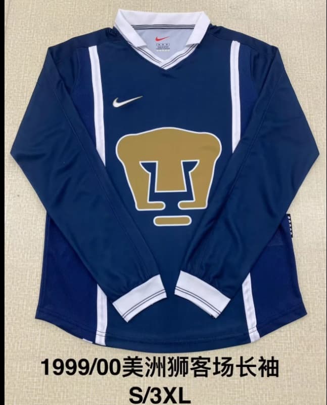 AAA(Thailand) Pumas UNAM 1999/00 Away Long Sleeve Retro Soccer Jersey