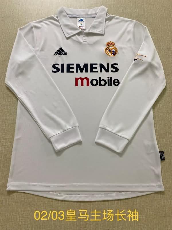 AAA(Thailand) Real Madrid 2002/03 Home Long Sleeve Retro Soccer Jersey