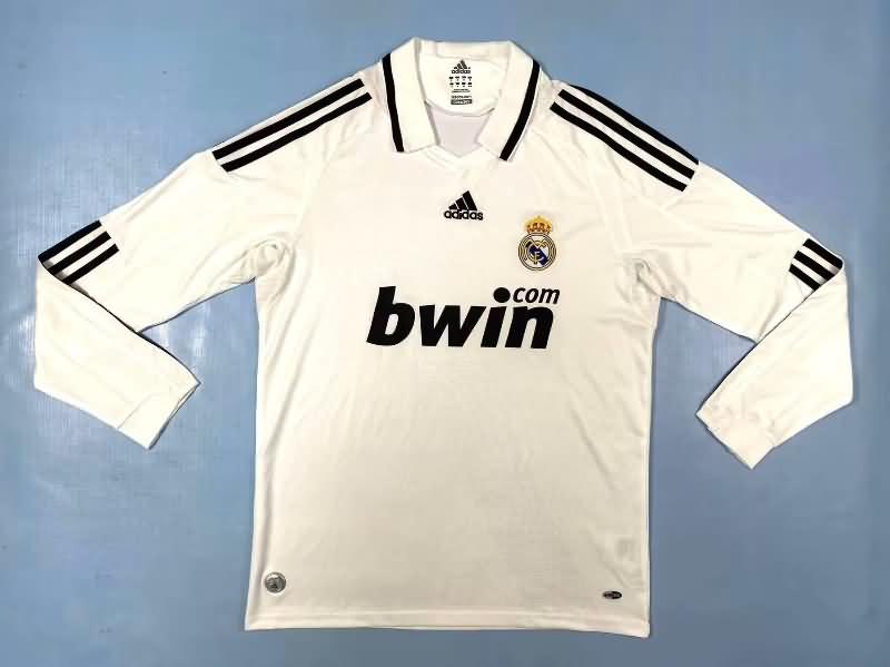 AAA(Thailand) Real Madrid 2008/09 Home Long Sleeve Retro Soccer Jersey