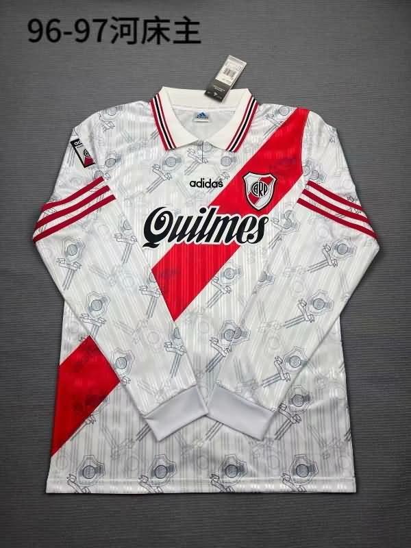 AAA(Thailand) River Plate 1996 Home Long Sleeve Retro Soccer Jersey