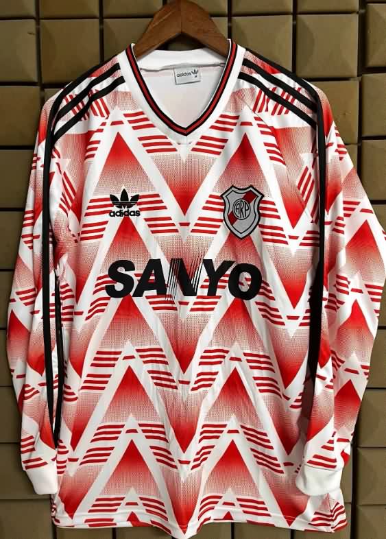 AAA(Thailand) River Plate 1992/93 Away Long Sleeve Retro Soccer Jersey AAA(Thailand) River Plate 1992/93 Away Long Sleeve Retro Soccer Jersey