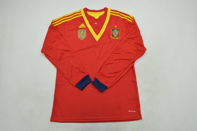 AAA(Thailand) Spain 2013 Home Long Sleeve Retro Soccer Jersey