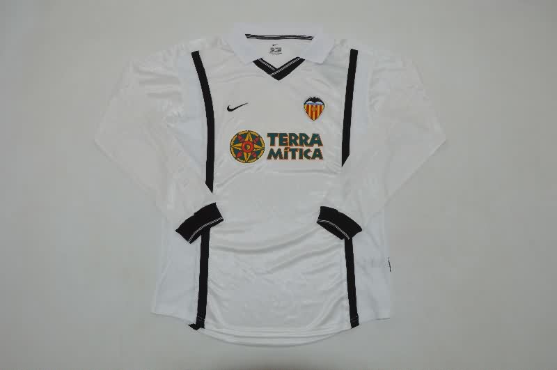 AAA(Thailand) Valencia 2000/01 Home Long Sleeve Retro Soccer Jersey