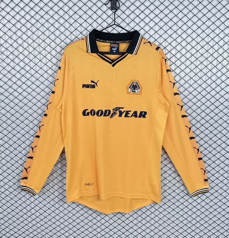 AAA(Thailand) Wolves 1998/99 Home Long Sleeve Retro Soccer Jersey AAA(Thailand) Wolves 1998/99 Home Long Sleeve Retro Soccer Jersey