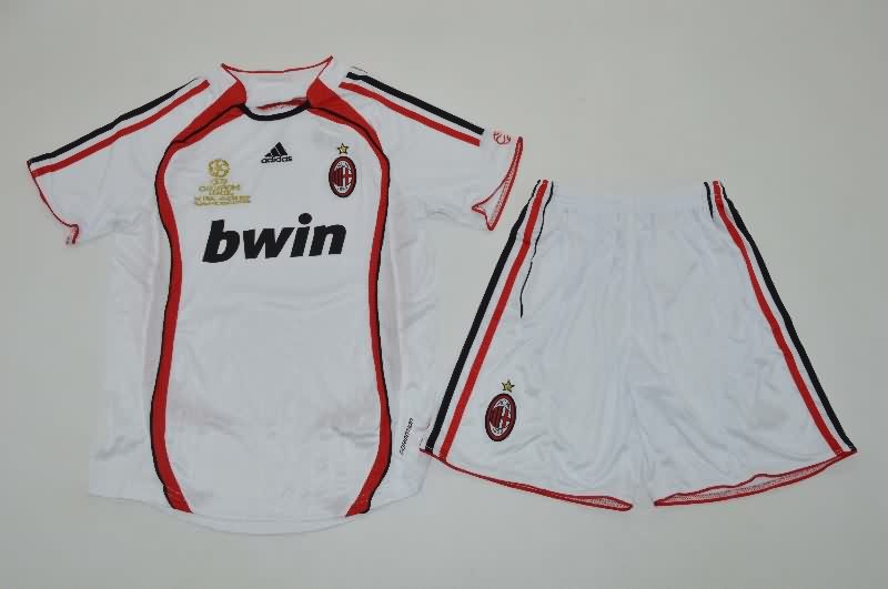 AC Milan 2006/07 Kids Away UCL Final Soccer Jersey And Shorts