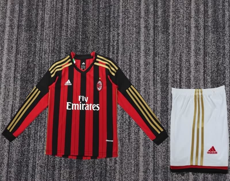 AC Milan 2013/14 Kids Home Long Sleeve Soccer Jersey And Shorts