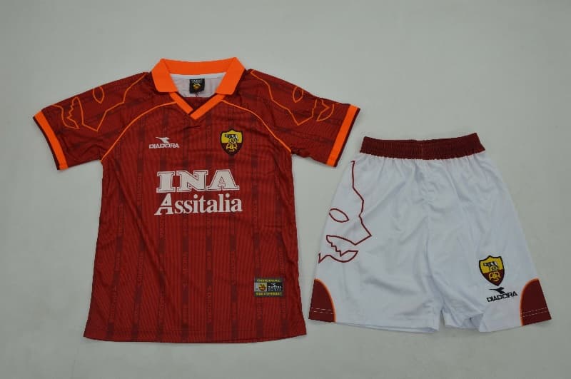AS Roma 1999/00 Kids Home Soccer Jersey And Shorts